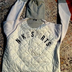 Nike Gray and Cream Quilted Hoodie